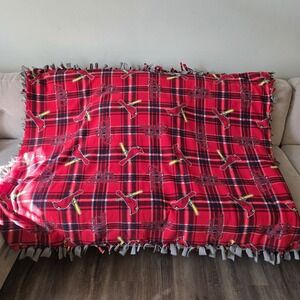 Fleece Knotted Tied Blanket Throw - St Louis Cardinals MLB L63"X‎ W53" Red Plaid